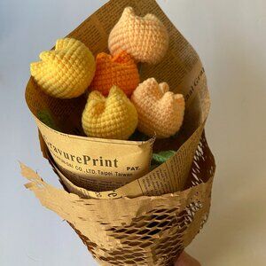 Handmade crochet tulip bouquet